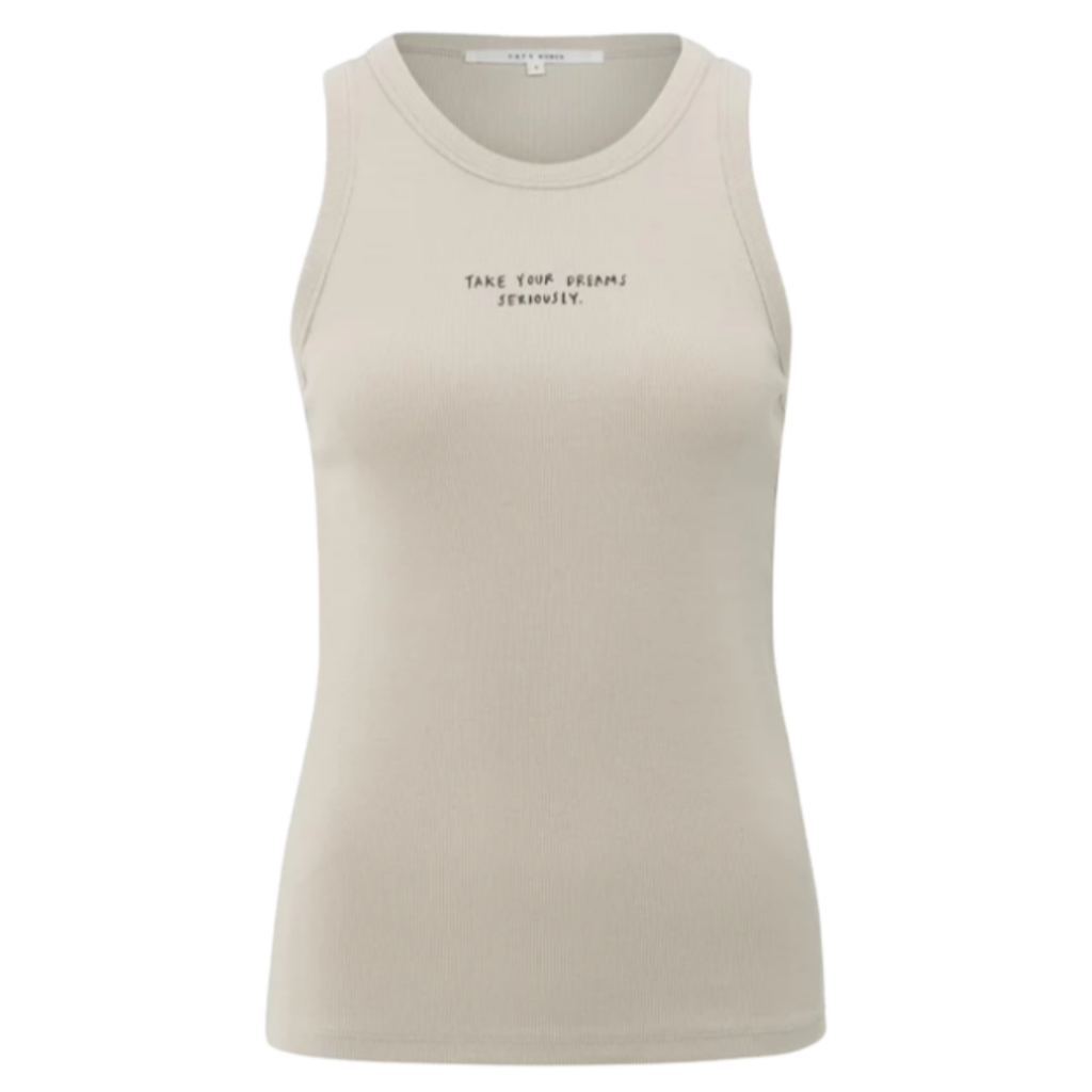 Geripptes Top mit Frontprint